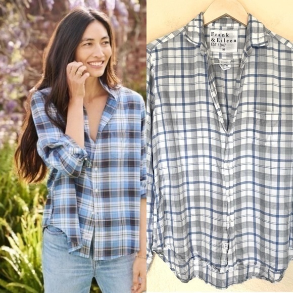 Frank & Eileen The “Eileen” Long-Sleeve Button-Front Check-Print Modal - Picture 1 of 8